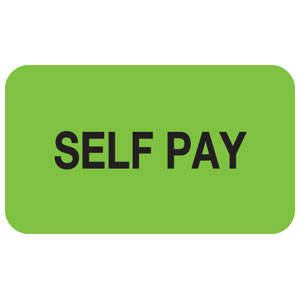 Tabbies Billing/Collection Labels "Self Pay" , Fluorescent Green - 1-1/2"W x 7/8"H, 250 per Roll - MAP1320
