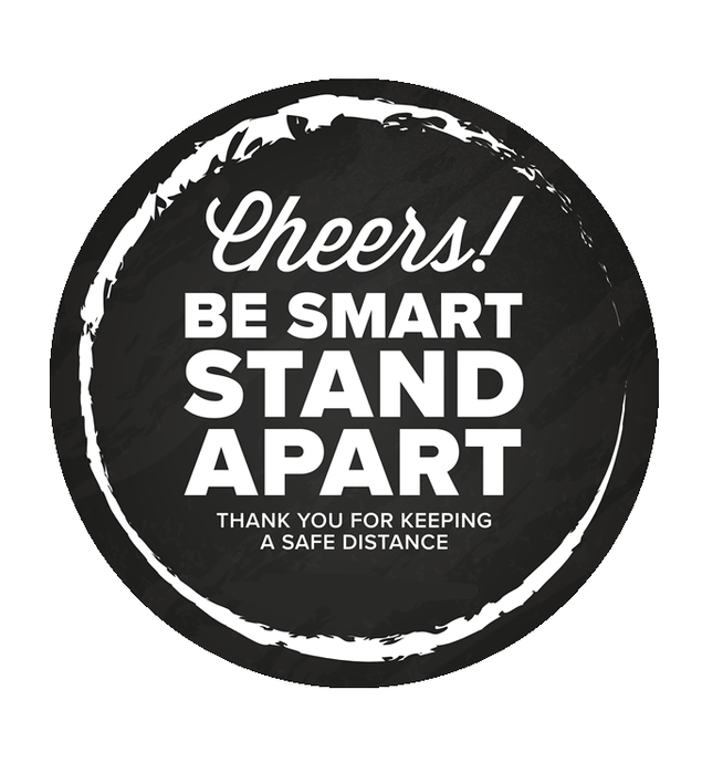 BeSafe Messaging Food Service Floor Decals - Black, 12" x 12", Pack of 6