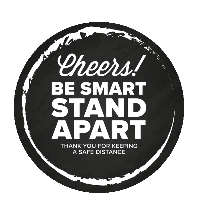 BeSafe Messaging Food Service Floor Decals - Black, 12" x 12", Pack of 6