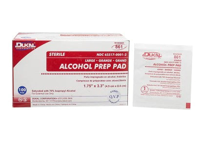 Dukal - Alcohol Prep Pad 70% Strength Isopropyl Alcohol Individual Packet Large Sterile - 861