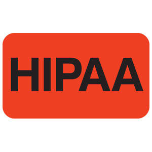 Tabbies HIPAA Labels "HIPAA", Fluorescent Red - 1-1/2"W x 7/8"H, -  250 per Roll - MAP7190