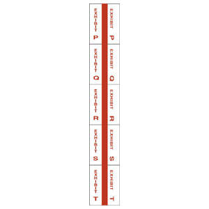 Tabbies Alpha Exhibit Index Tabs, Red Color Edge - 1" in, 5 packs per Box