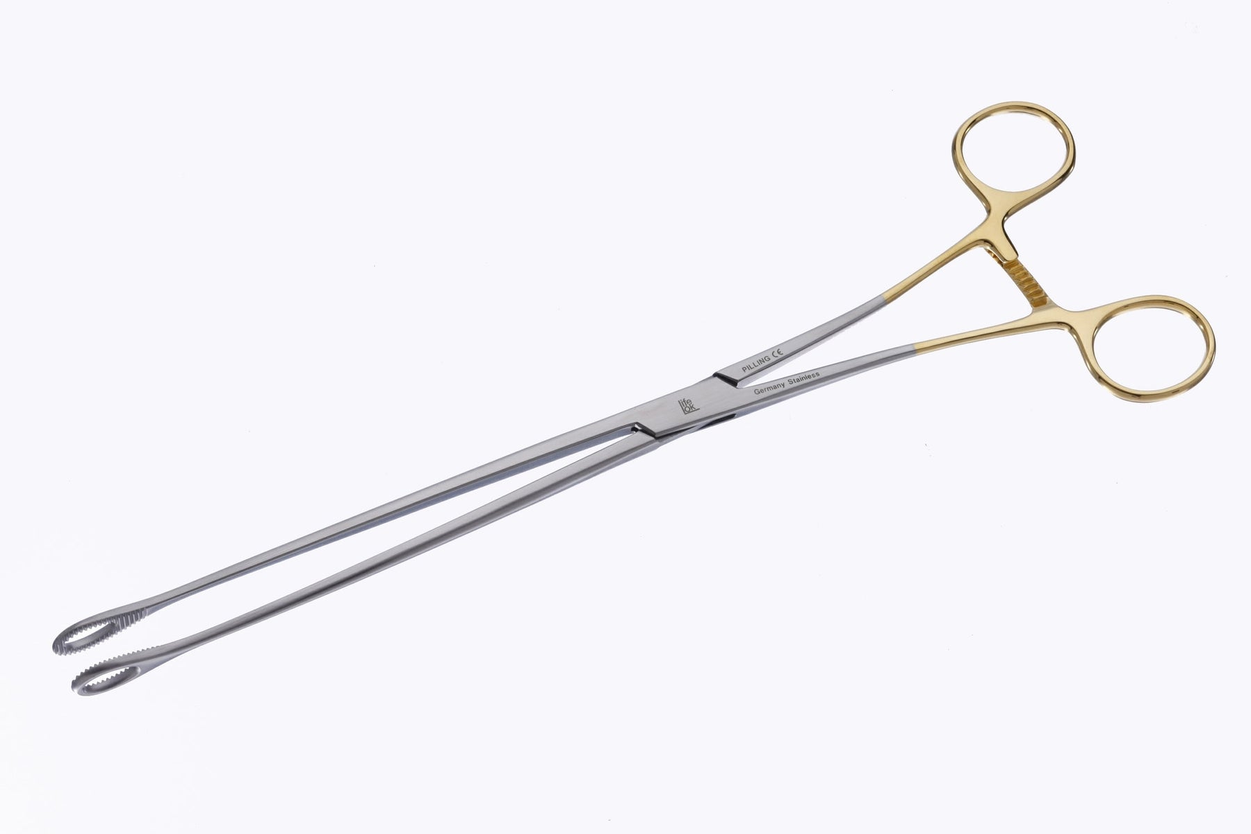 Teleflex Medical - Ring Forceps Kaiser-Pilling 12-5/8 Inch Length Ratchet Lock Finger Ring Handle Straight Fenestrated, Serrated Oval Jaws - 841010