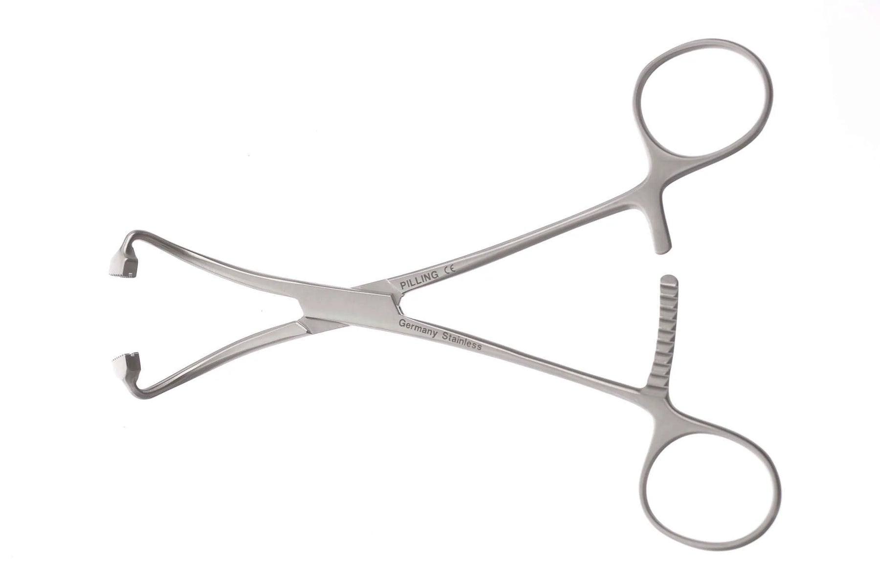 Pilling - Towel Forceps Peers 5-3/4 Inch Length Stainless Steel NonSterile Ratchet Lock Finger Ring Handle Curved Double Opposing Row of NonPenetrating Teeth - 121650