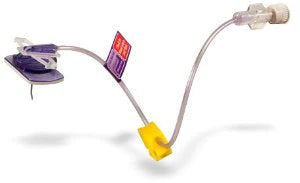 PowerLoc EZ - Huber Infusion Set 20 Gauge 3/4 Inch 8 Inch Tubing Y-Site Injection Port - SHW20-75Y