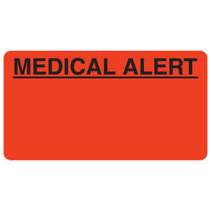 Tabbies Labels "Medical Alert" , Fluorescent Red - 3-1/4"W x 1-3/4"H, 250 per Roll - MAP5180