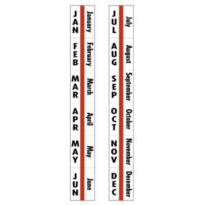 Tabbies Printed Index Tabs 1" Computer Month Tabs, Red - 1"W - 1/2", 10 pack per Box - 58321