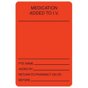 Tabbies IV/Medication Added Labels, "Fluorescent Red) - 2"W x 3"H, 320 per Roll - V-HH502