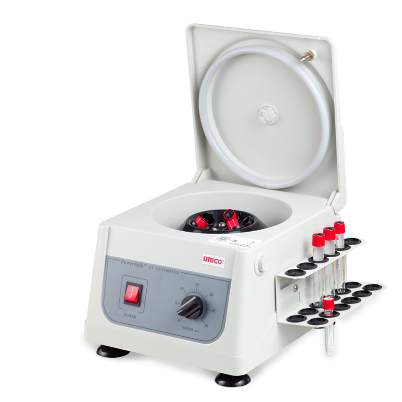 Unico Powerspin Fx Centrifuge, Fixed Speed 3,400 Rpm, 6 Place, 30 Min. Timer, 6x10ml Or 3x15ml Capacity, With 18 Place Tube Holdster Rack - C806H