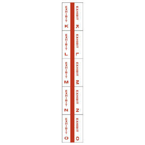 Tabbies Alpha Exhibit Index Tabs, Red Color Edge - 1" in, 5 packs per Box