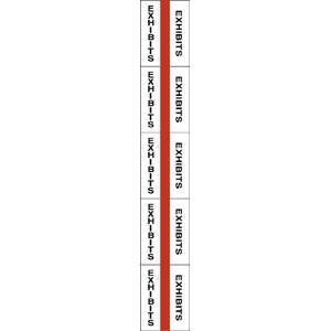 Tabbies Alphabetical Exhibit Index Tabs "EXHIBITS", Red Color Edge - 1" in, 5 packs per Box - 58016