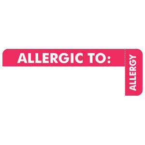 Tabbies Allergy Labels, "Allergic To Allergy:/ Allergy (Wrap-Around)" Red - 3"W x 1"H, 250  per Roll - MAP6430
