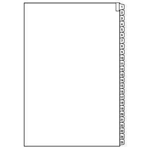 Tabbies Numeric Index Divider Sheets,Set 1-25 - 8-1/2"W x 11"H, 25 per Pack - 67999