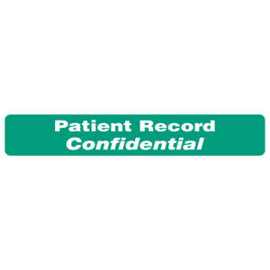 Tabbies HIPAA Labels "PATIENT RECORD CONFIDENTIAL", Green - 6-1/2"W x 1"H, -  100 per Roll - 40573