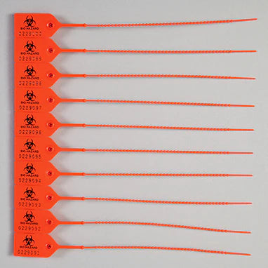 Pull-Tite - Biohazard Security Seal Orange Polypropylene Plastic 9 Inch - 7829