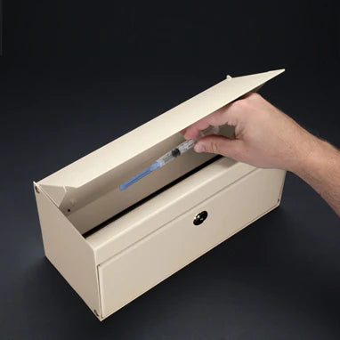 Health Care Logistics - Return Drop Box 5 X 6 X 12 Inch White Powder Coated Steel - 3783