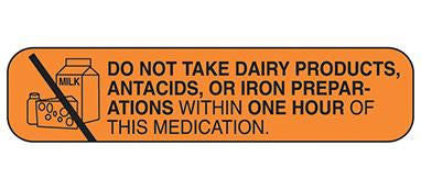 MedValue Do Not Take Dairy Products Labels