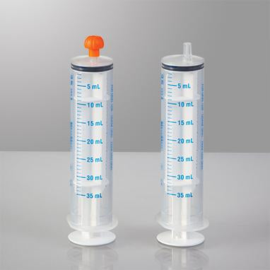 NeoMed® Oral Dispensers with Tip Caps, 35mL, Clear/Blue Markings, 25 Pack