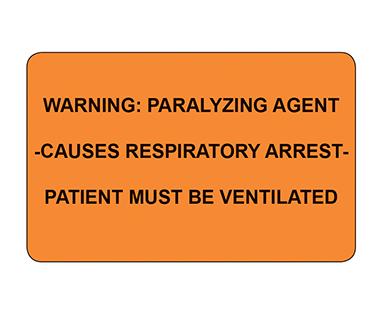 MedValue Warning Paralyzing Agent Labels