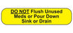 MedValue Do Not Flush Unused Meds Labels