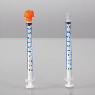 NeoMed® Oral Dispensers with Tip Caps, 1mL, Clear/Blue Markings, 25 Pack