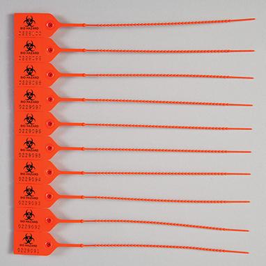 MedValue Biohazard Pull-Tight Seals, Numbered, Orange