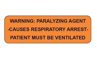 MedValue Warning Paralyzing Agent Labels