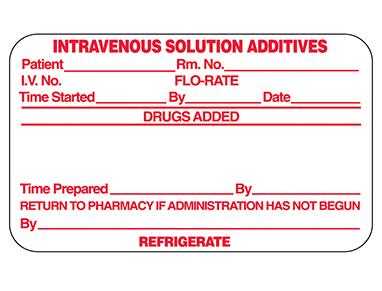 MedValue Intravenous Solution Additives Labels