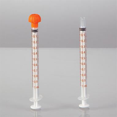 NeoMed® Oral Dispensers with Tip Caps, 1mL, Clear/Amber Markings, 100 Pack