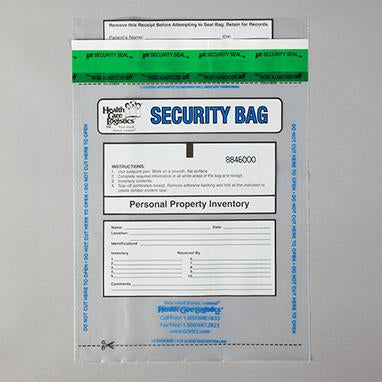 MedValue Alert Personal Property Bags, Clear, 8 x 10