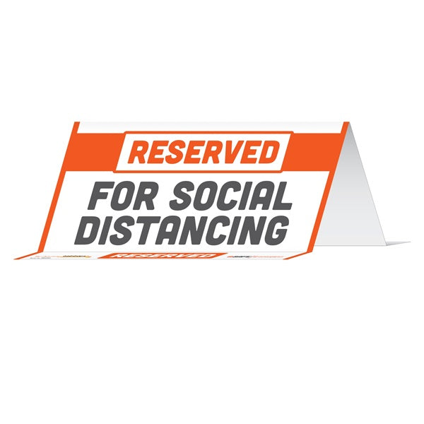 BeSafe Messaging Commercial Table Tents - Orange & White, 8" x 3.875", Pack of 10
