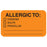 Tabbies Allergy Labels, "Allergic To: Codeine/Sulfa/Penicillin" Fluorescent Orange - 1-1/2"W x 7/8"H, 250  per Roll - MAP4920