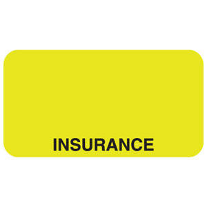 Tabbies Insurance Labels "INSURANCE", Fluorescent Chartreuse - 1-5/8"W x 7/8"H, 500 per Roll - UL007