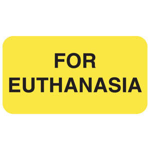 Tabbies Care Instruction Labels "FOR EUTHANASIA", Fluorescent Yellow - 1-5/8"W x 7/8"H, 560 per Roll