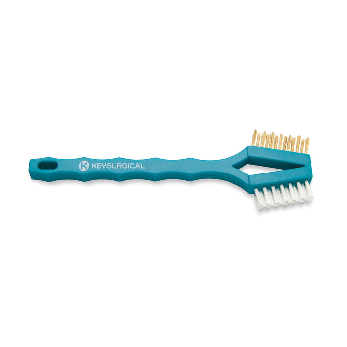 Key Surgical Toothbrush-Style Cleaning Brushes, Antimicrobial Nylon Brass - Double Ended, 7"