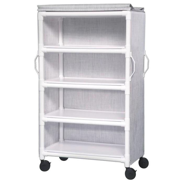 IPU - Linen Cart with Cover 4 Shelves PVC 5 Inch Heavy Duty Casters, 2 Locking - LC36-4