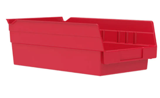 ShelfMax - Storage Bin Red Plastic 4-1/8 X 6 X 11-5/8 Inch - 30040RED