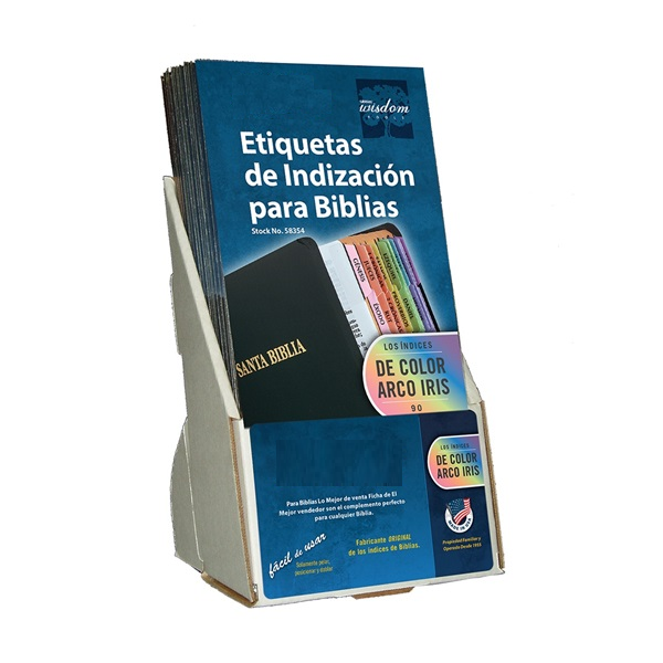 Tabbies Bible Tab Display, "Spanish Tabs", "White"- 5"W x 9"H x 4-1/2"D, 20 per Pack - 48354