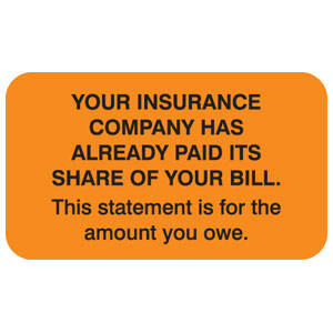 Tabbies Patient Responsibility Labels, Fluorecent Orange - 1-1/2"W x 7/8"H, 250 per Roll - MAP2200