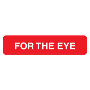 Tabbies Medication Instruction Labels, "FOR THE EYE", "Red" - 1-5/8"W x 7/8"H, 500 per Roll - V-AN657