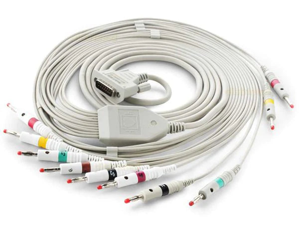 Edan USA - EKG Cable 4MM BANANA CONNF/EDAN 12CHANNEL EKG D/S For Edan SE-3 series, SE-601 series, SE-12 series - E10R-ED-B
