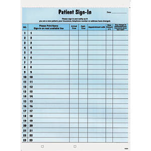 Tabbies Healthcare Forms Patient Sign-In Forms - 8-1/2"W x 11"H, 125 per Pack