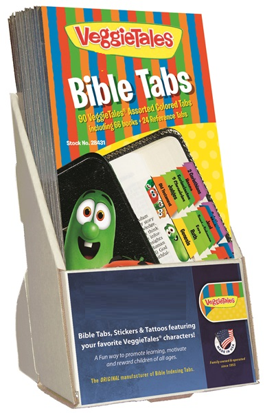 Tabbies Bible Tab Display, "VeggieTales Tabs", "Assorted"- 5"W x 9"H x 4-1/2"D, 20 per Pack - 48431