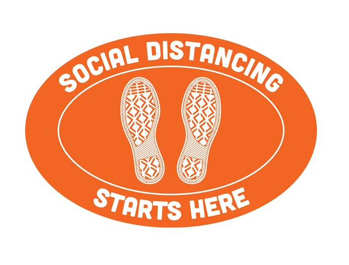 BeSafe Messaging Commercial Floor Decals - Orange & White