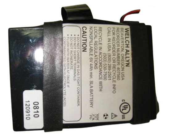 Welch Allyn Lead-Acid Battery, 6 Volt, Rechargeable, ASSY - 407560