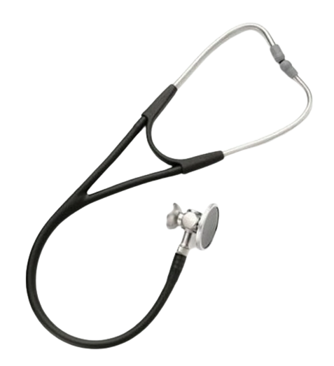 Welch Allyn Harvey DLX Cardiology Stethoscope, Pediatric, Brass Double Head Chestpiece, Dual Lumen Tubing , 28 in. , Black, Latex-Free - 5079-325P