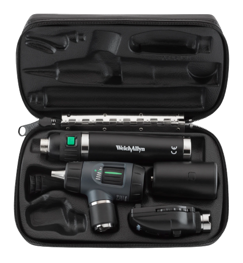 Welch Allyn 3.5 V Halogen HPX Diagnostic Set, Includes: Standard Ophthalmoscope MacroView Otoscope Rechargeable 1 20-Minute Power Handle(s), Hard Storage Case, Lithium-Ion Battery, IEC Plug Type-A - 97150-MS