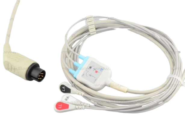 Welch-Allyn ECG Cable with 3 Attached Snap Leads, AAMI, 12 - 008-0315-00