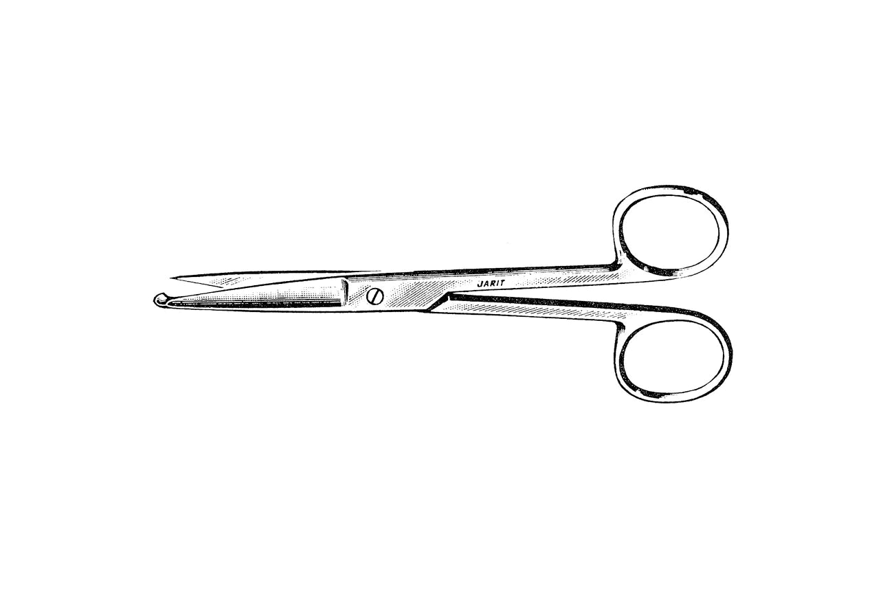 Jarit - Bandage Scissors Knowles 5-1/2 Inch Length OR Grade Stainless Steel NonSterile Finger Ring Handle Side Curved Sharp Tip / Blunt Tip - 100-532