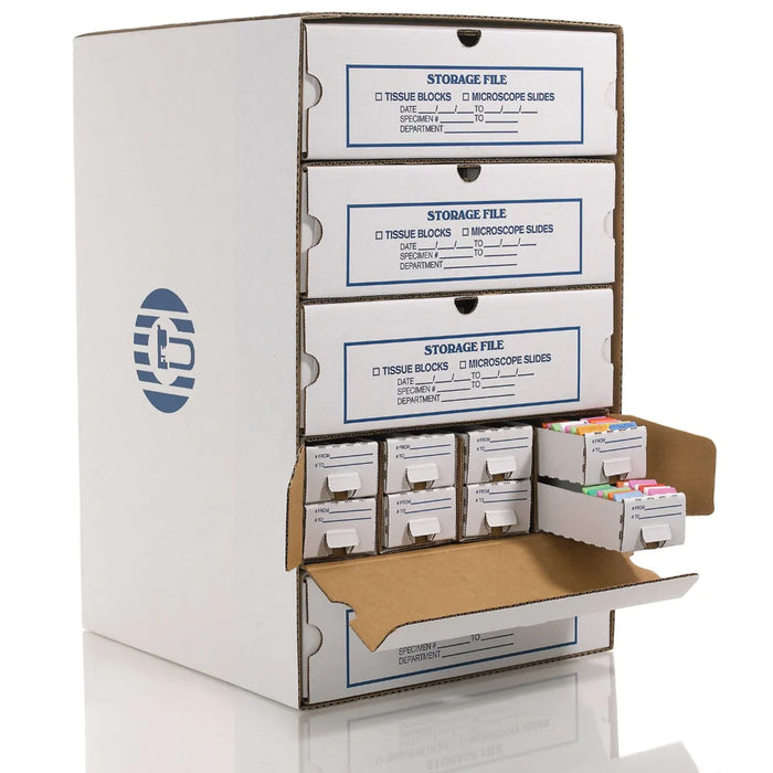 Cancer Diagnostics - Tissue Block Storage Box Brown / White Cardboard 2,500 Blocks per Unit Capacity - CK1000 (FULLY ASSEMBLED)